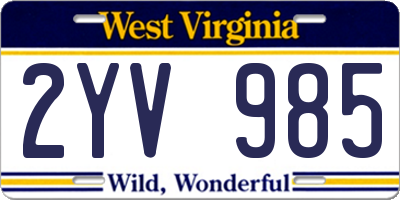WV license plate 2YV985