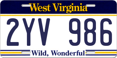 WV license plate 2YV986