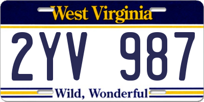WV license plate 2YV987