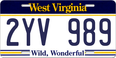 WV license plate 2YV989