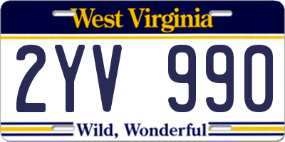 WV license plate 2YV990