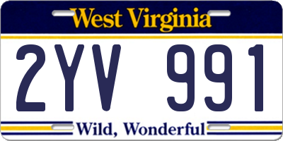 WV license plate 2YV991