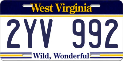WV license plate 2YV992