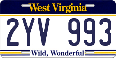 WV license plate 2YV993