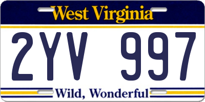 WV license plate 2YV997
