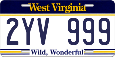 WV license plate 2YV999