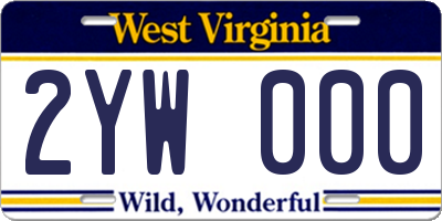 WV license plate 2YW000