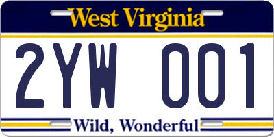 WV license plate 2YW001