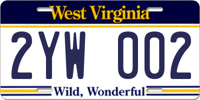 WV license plate 2YW002