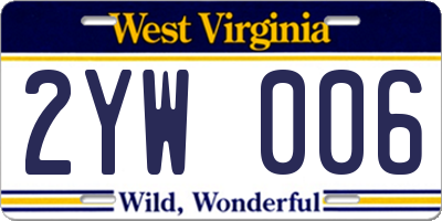 WV license plate 2YW006