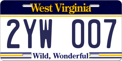 WV license plate 2YW007
