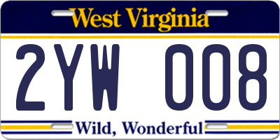 WV license plate 2YW008
