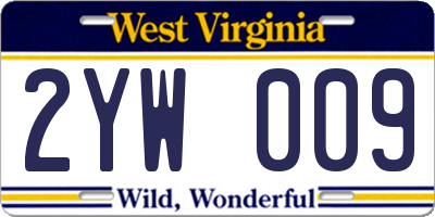 WV license plate 2YW009