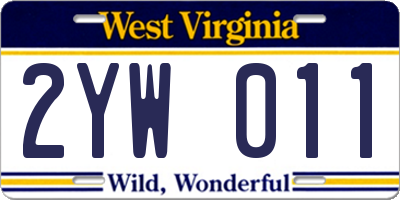 WV license plate 2YW011