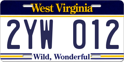 WV license plate 2YW012