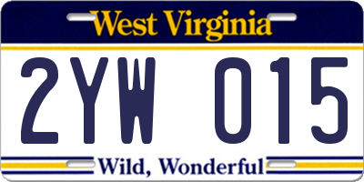WV license plate 2YW015