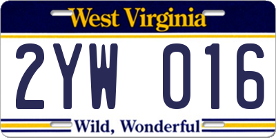WV license plate 2YW016