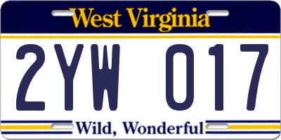 WV license plate 2YW017