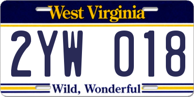 WV license plate 2YW018