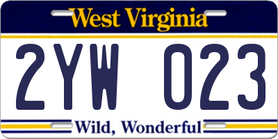 WV license plate 2YW023