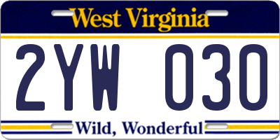 WV license plate 2YW030