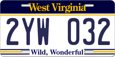 WV license plate 2YW032