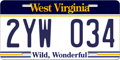 WV license plate 2YW034