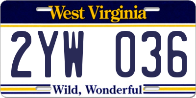 WV license plate 2YW036