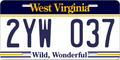 WV license plate 2YW037