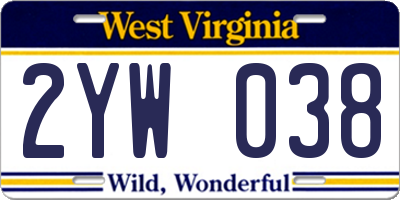 WV license plate 2YW038