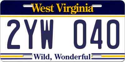 WV license plate 2YW040