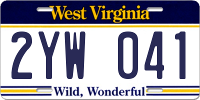 WV license plate 2YW041