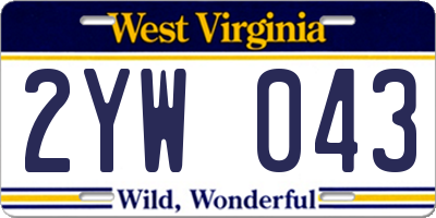 WV license plate 2YW043