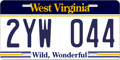 WV license plate 2YW044