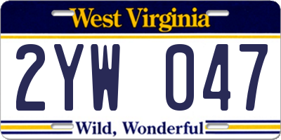 WV license plate 2YW047