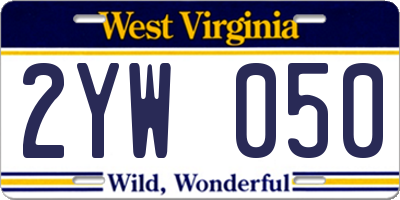 WV license plate 2YW050