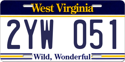 WV license plate 2YW051