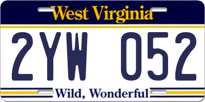 WV license plate 2YW052