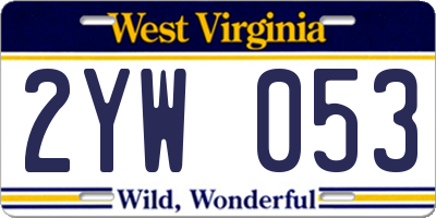 WV license plate 2YW053