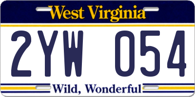 WV license plate 2YW054
