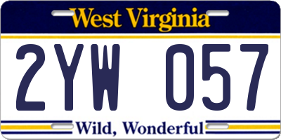 WV license plate 2YW057