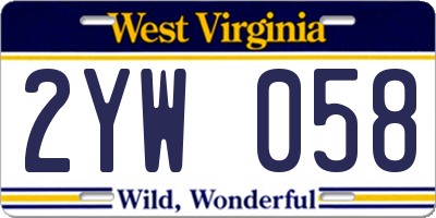 WV license plate 2YW058