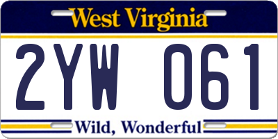 WV license plate 2YW061