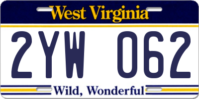 WV license plate 2YW062