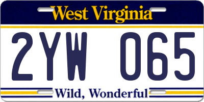WV license plate 2YW065