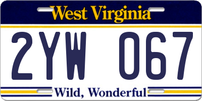 WV license plate 2YW067