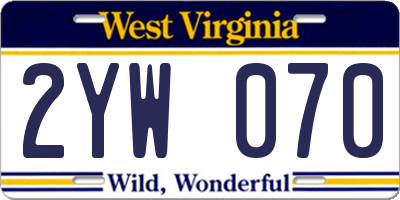 WV license plate 2YW070