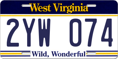WV license plate 2YW074