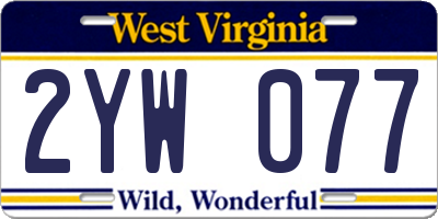 WV license plate 2YW077