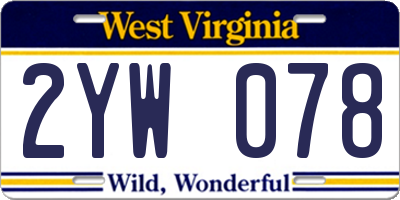 WV license plate 2YW078